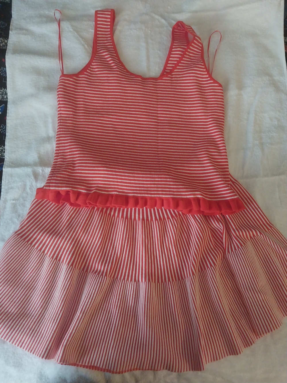 Orange and White Striped Ruffle Tank And Skirt